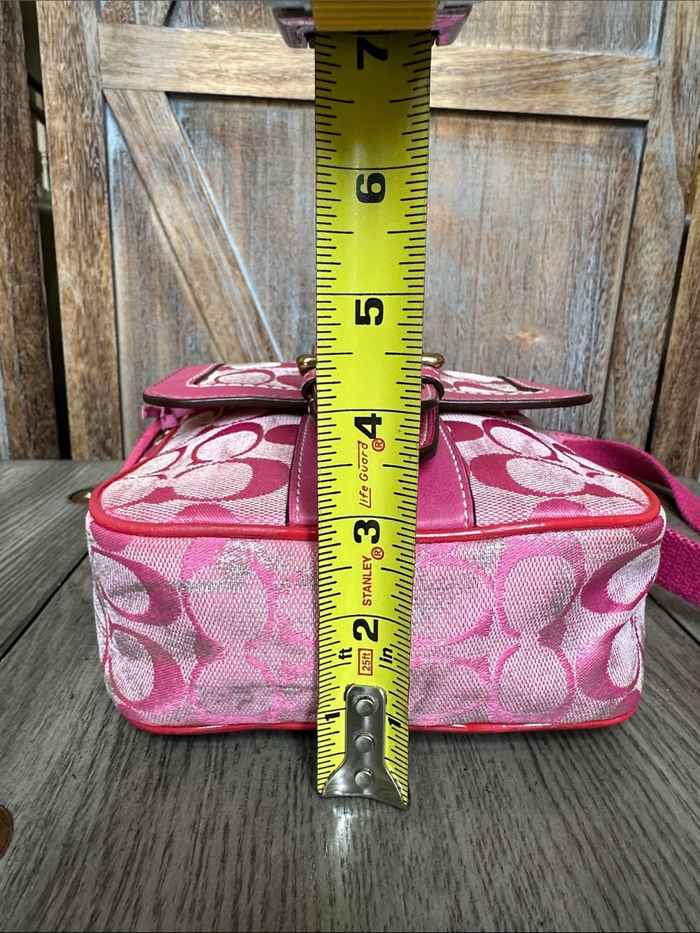Coach Vintage Y2K Pink Fuchsia Signature C Logo Crossbody Purse Style 2187 - Picture 13 of 14